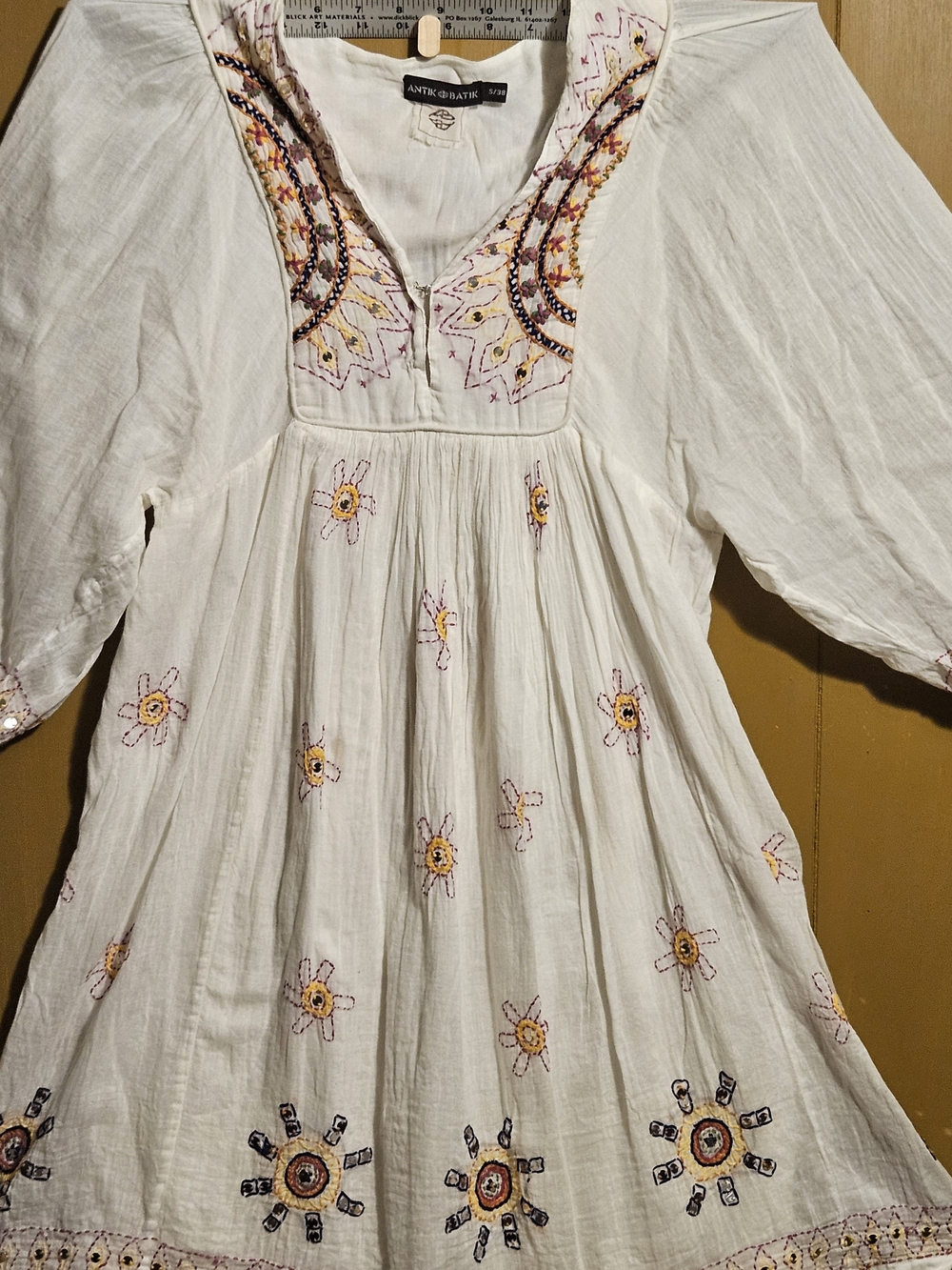 Antik Batik White Embroidered Boho Dress